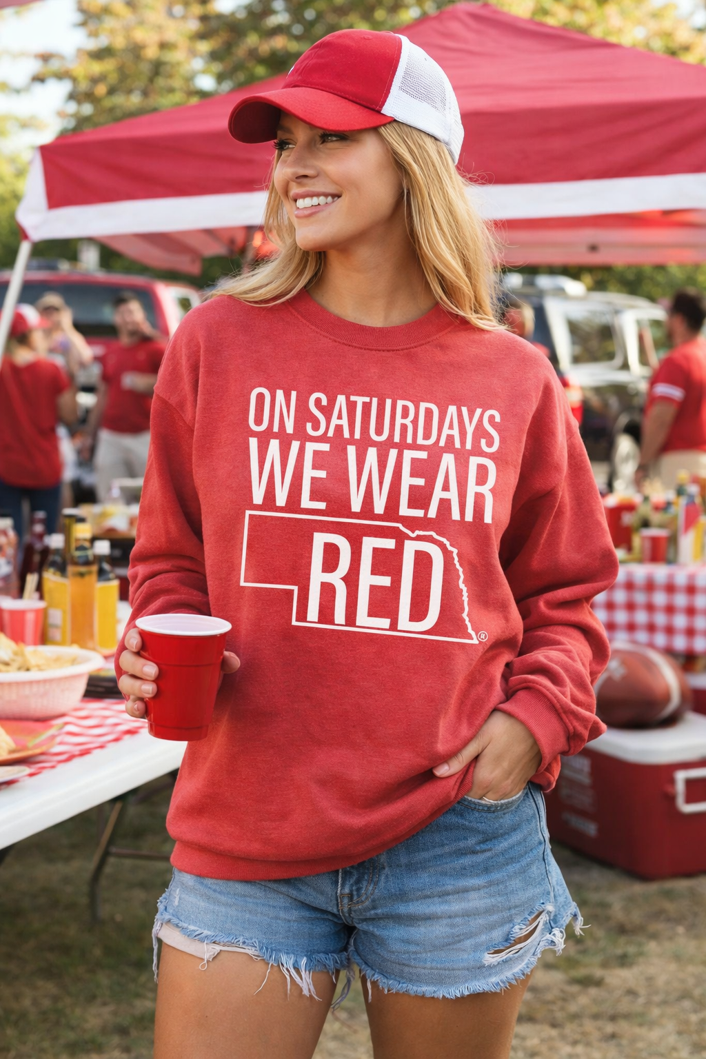 On Saturdays We Wear Red | Nebraska Football Game Day Sweatshirt