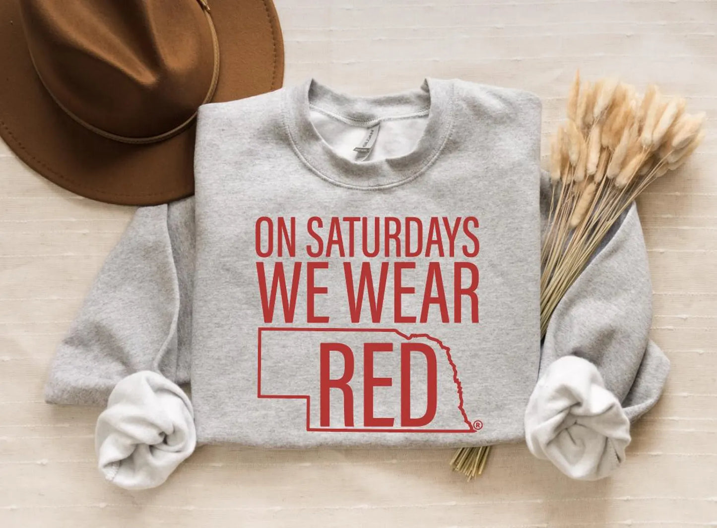 On Saturdays We Wear Red | Nebraska Football Game Day Sweatshirt