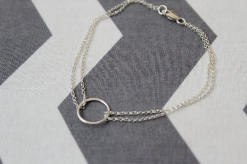 Dainty Sterling Silver Circle Bracelet